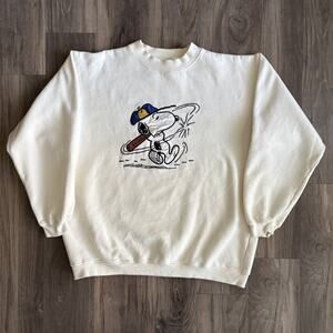 Vintage Snoopy & Friends Bill Ditfort Sweatshirt Men's Size XL White Schulz